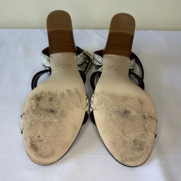 Cole Haan Signature Ankle Strap Block Heel Sandal Women's 10B | Black/White - Picture 7 of 11